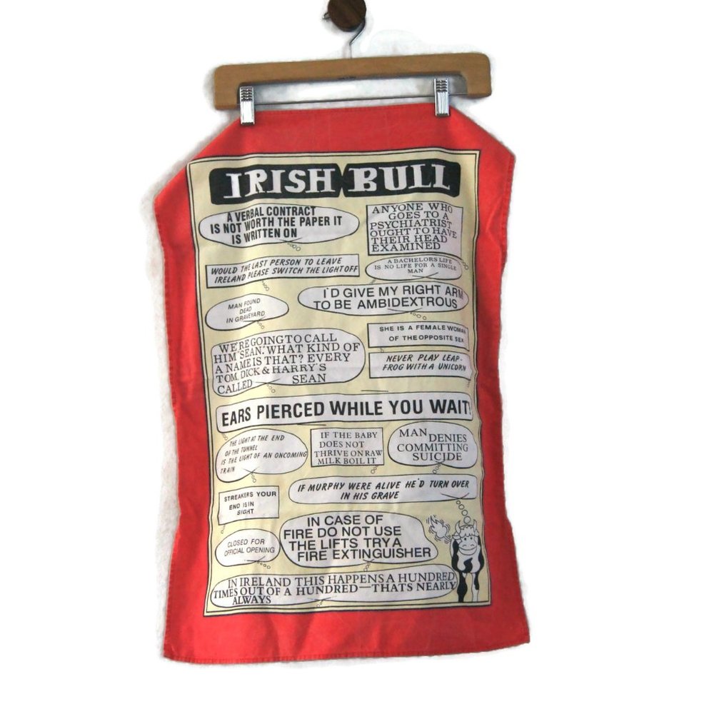 Vintage Irish Bull Tea Towel Funny Humor
